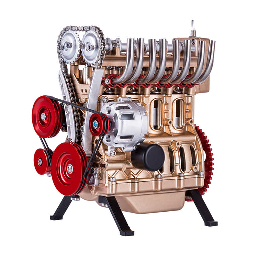 TECHING L4 Engine Model Kit that Works - Build Your Own Engine - Full Metal 4 Cylinder Car Engine Kit Car Engine Model - EngineDIY