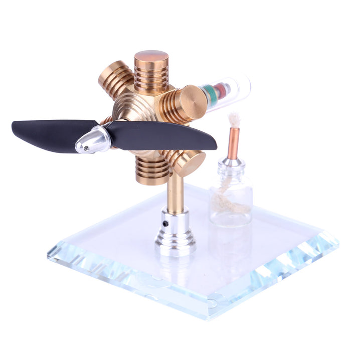 Stirling Engine Kit Hexagonal Shape Free-piston Stirling Engine Model with Propeller