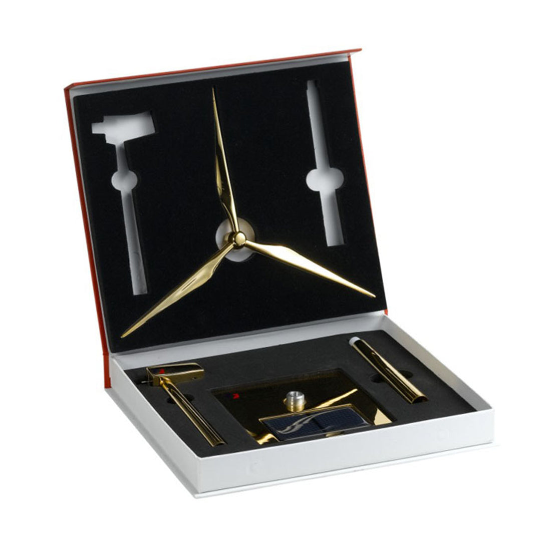 Modèle d'assemblage d'éolienne en métal 3D Modèle d'éolienne à énergie solaire Doré