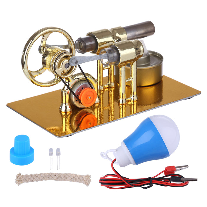 Mini Stirling Engine DIY Model With Electricity Generator Bulb Physical Educational Toy Gift
