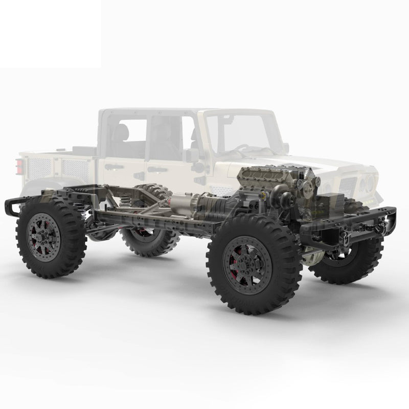 TWOLF TW-715 V8 Engine Powered 1:10 Scale RC Off-road 4WD 4-Door Pickup Truck Vehicle Crawler Kit - EngineDIY