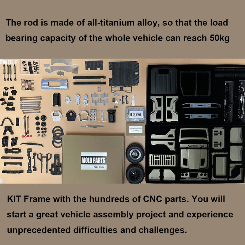 TWOLF TW-715 V8 Engine Powered 1:10 Scale RC Off-road 4WD 4-Door Pickup Truck Vehicle Crawler Kit - EngineDIY