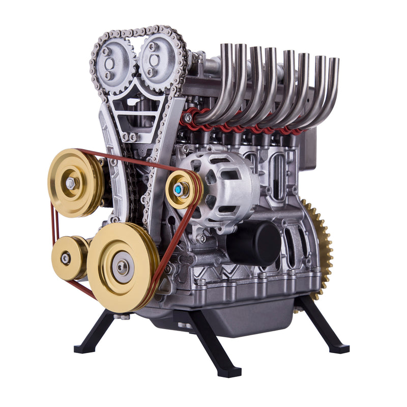 TECHING L4 Engine Model Kit that Works - Build Your Own Engine - Full Metal 4 Cylinder Car Engine Kit Car Engine Model - EngineDIY