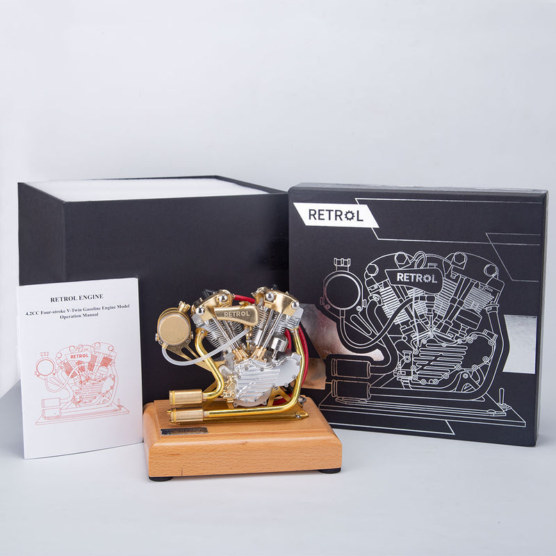 RETROL R29 4.2CC Mini V2 Engine OHV V-Twin Motorcycle Engine Double-cylinder Four-stroke Gasoline Engine Internal Combustion Engine Model