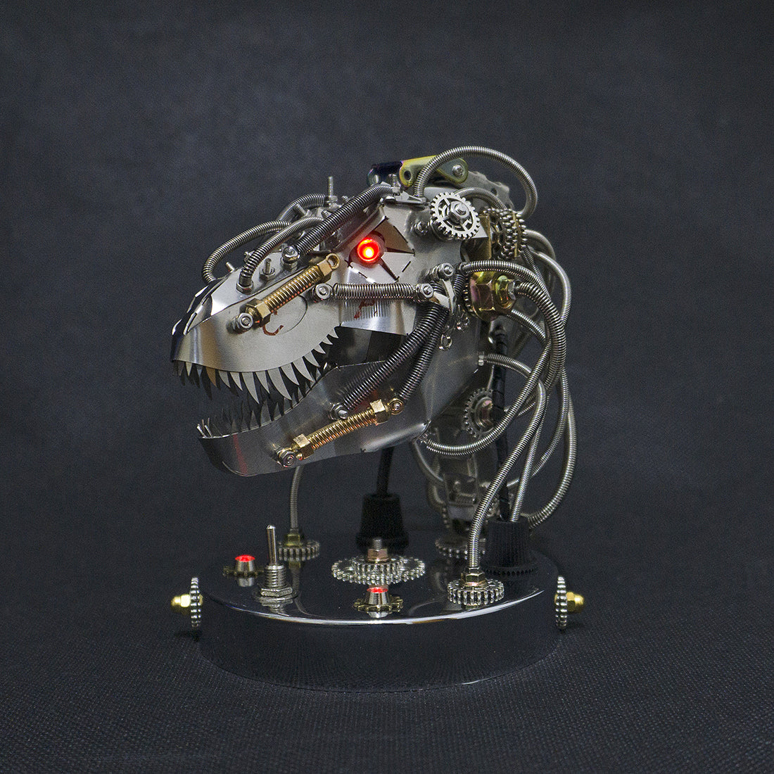 Kits de modèles de têtes de dinosaures mécaniques mobiles en métal 3D Steampunk - 180 pièces et plus