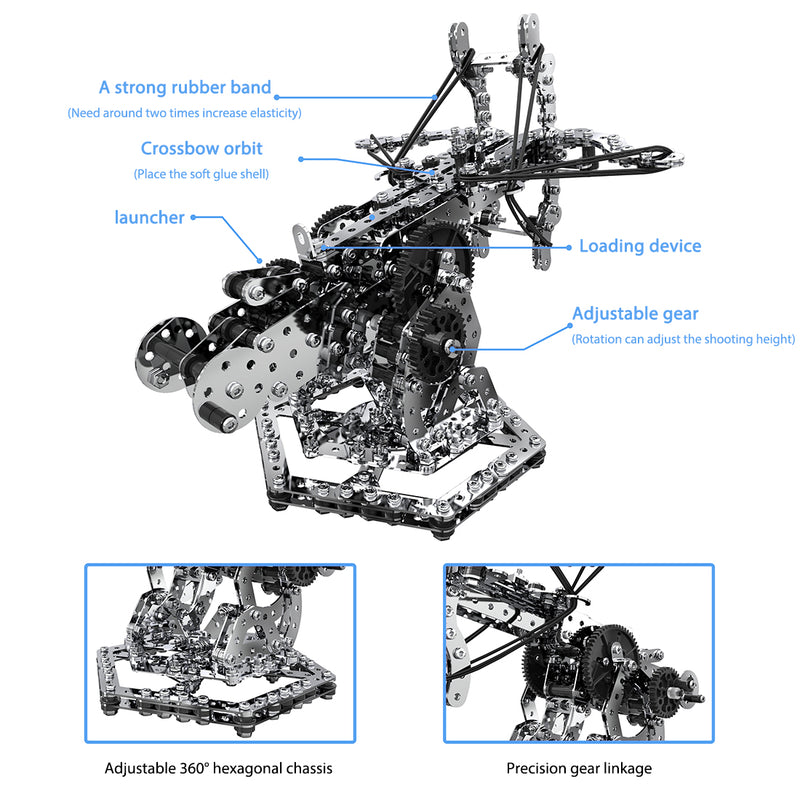 3D Metal Mechanical Puzzle Dragon Crossbow Model Assembly Kit for Kids, Teens, and Adults-812PCS - EngineDIY