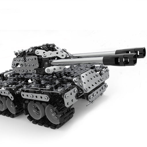 3D Metal Puzzle DIY Military Combat Vehicle Main Battle Twin Gun Tank Model Military Series Toys Kits Handmade Assembly