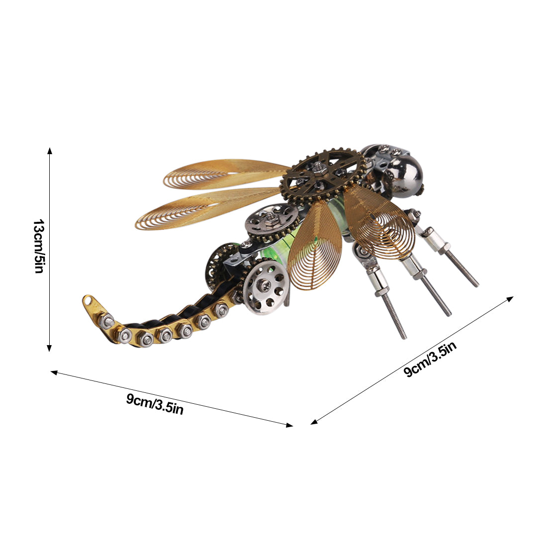 3D-Puzzle-Modellbausatz Mechanische Libelle mit Nachtlicht Farbwechselnde Metallspiele - 260 Teile