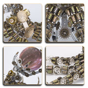 3D Metal Steampunk Galaxy Craft Puzzle Mechanical Octopus with Lamp Model DIY Assembly for Home Decor Creative Gift-2400PCS