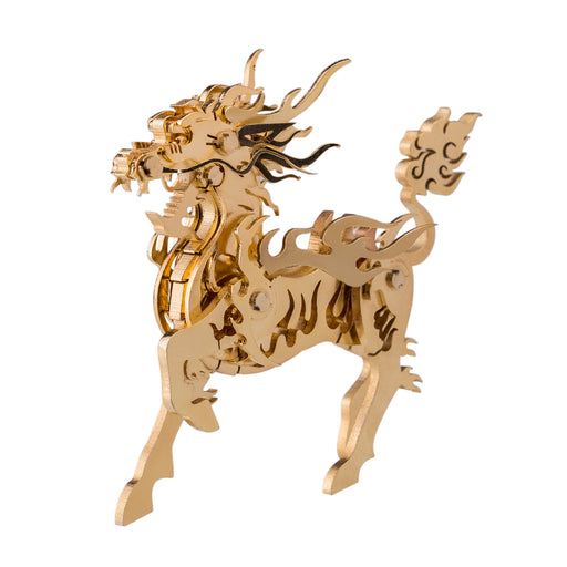 100Pcs+ DIY Metal Assembly Toy Oriental Mythological Creatures Golden Kylin Chinese Unicorn