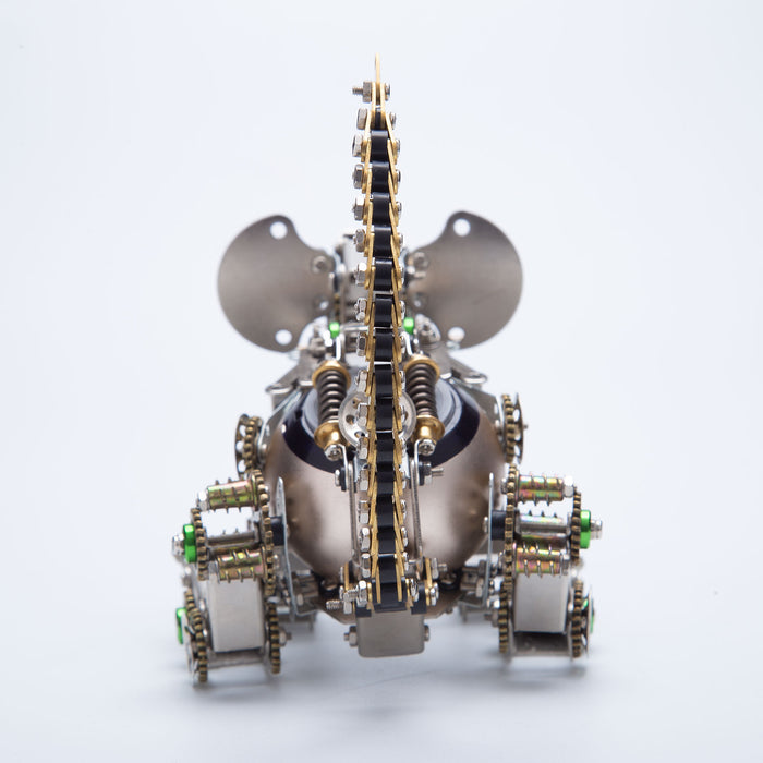 3D Metal Steampunk Puzzle Mechanical Easter Mouse Model DIY Assembly Animal Jigsaw Puzzle Kit with Egg-525PCS