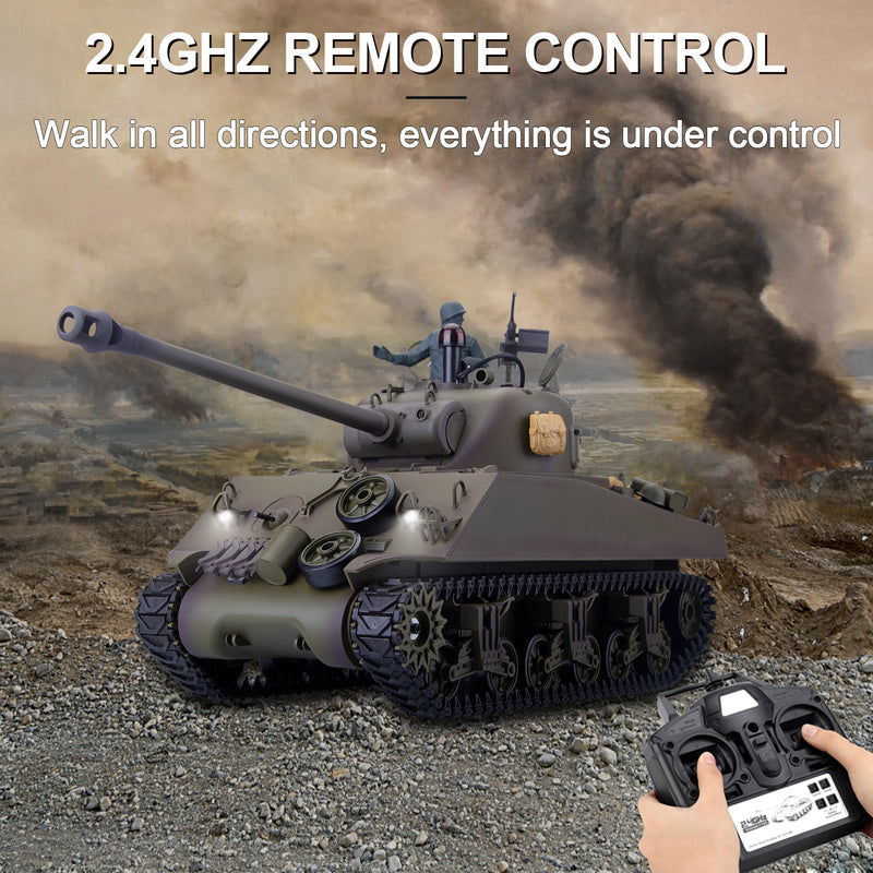 1/16 2.4G RC Tank M4A3 Medium Tank Military Vehicle Model - EngineDIY