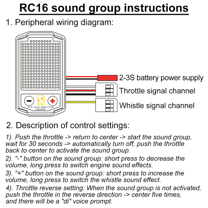 CS-RC18 Sound Group Engine Sound Simulator 6 Engine Sound Effects for RC Tractor Truck Climbing Car High-speed Car Model
