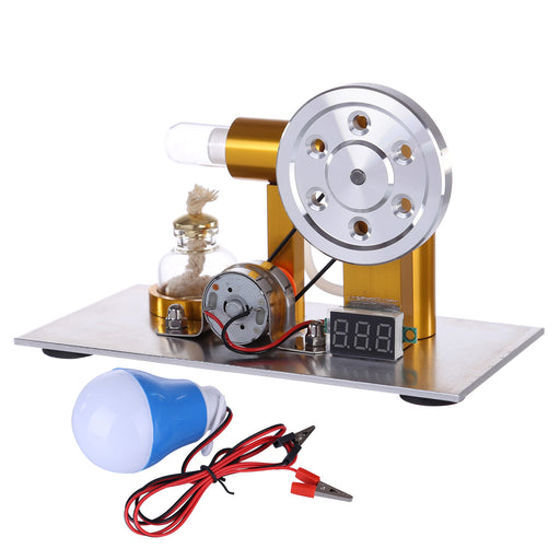 L-Shaped Stirling Engine Generator Model with Voltage Digital Display Meter and Bulb Science Experiment Educational Toy - Enginediy Customized - enginediy