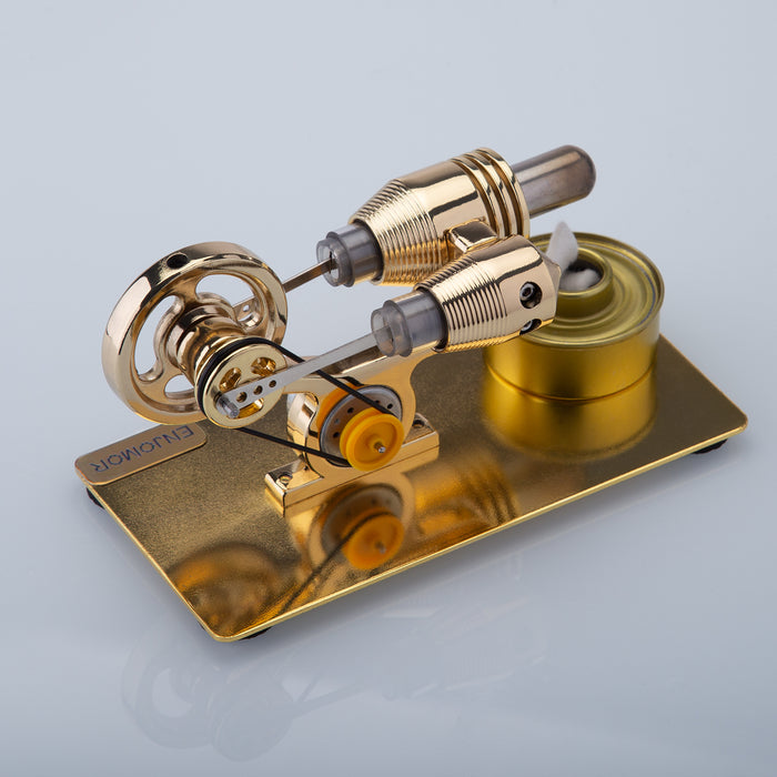 ENJOMOR Gamma Hot Air Stirling Engine Model Mini Electric Generator with LED Light and Bulb - STEM Toy