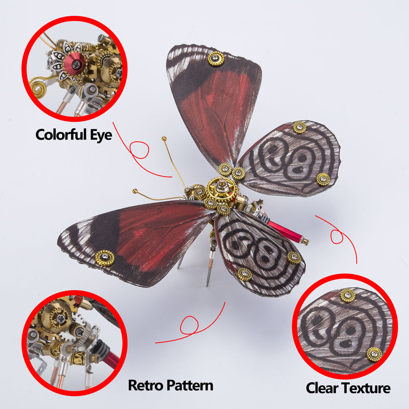 Steampunk 3D Butterfly Model Metal Puzzle DIY Assembly Kit for Kids, Teens and Adults (150PCS+) - EngineDIY
