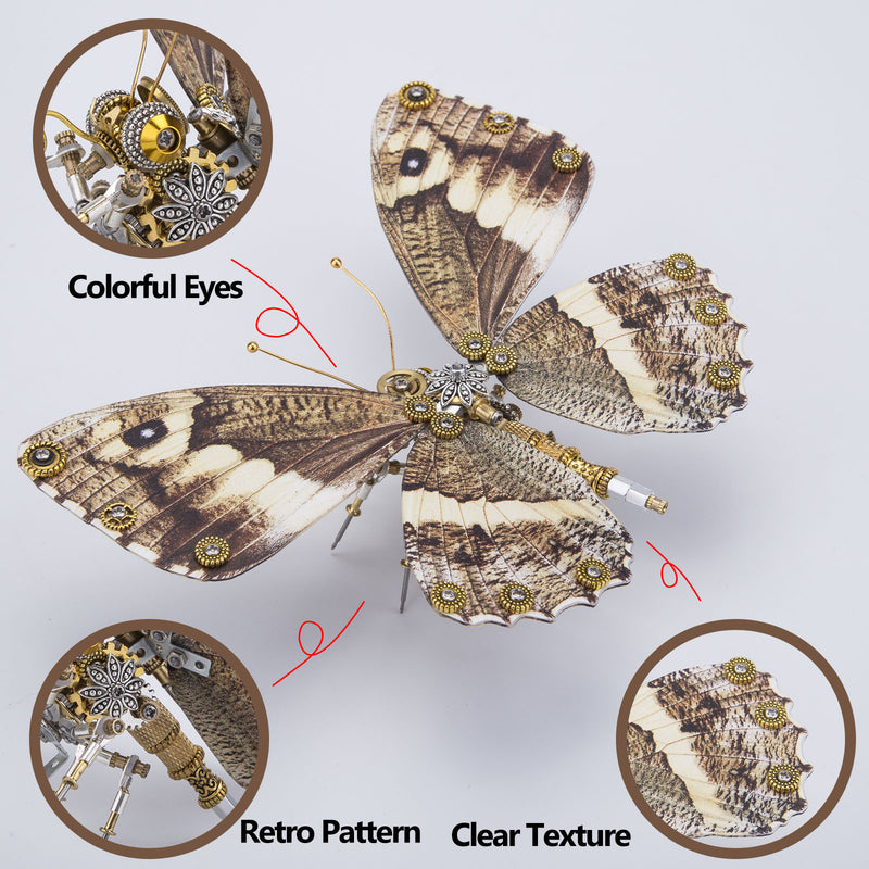 Steampunk 3D Butterfly Model Metal Puzzle DIY Assembly Kit for Kids, Teens and Adults (150PCS+) - EngineDIY