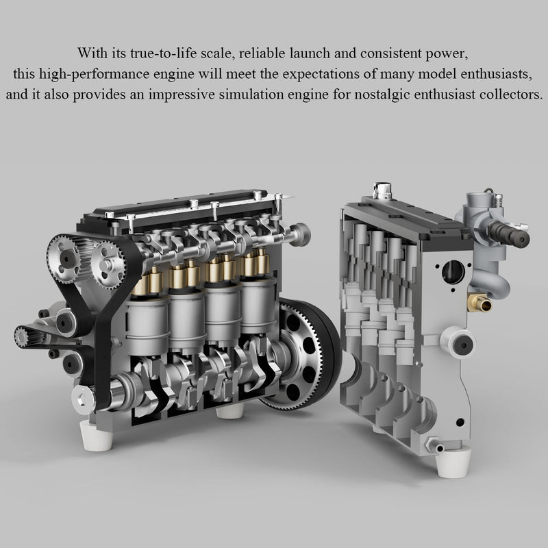 HOWIN L4 Engine 17.2cc SOHC Inline 4 Cylinder 4 Stroke Water-cooled Electric Nitro IC Engine Model - EngineDIY