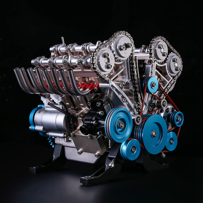 V8 Engine Model Kit that Works - Build Your Own V8 Engine - TECHING 1: 3 Full Metal V8 Car Engine Model Kit 500+Pcs