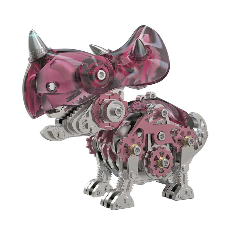 3D Metal Mechanical Dinosaur Model Kit DIY Triceratops Assembly Model - 160PCS - EngineDIY
