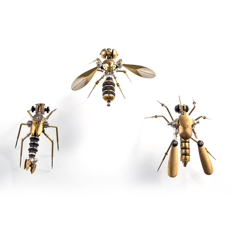 270Pcs Steampunk Insect Metal Model Kits Mechanical Crafts for Home Decor - Mosquito + Deck Insect + Bee Trinity - EngineDIY