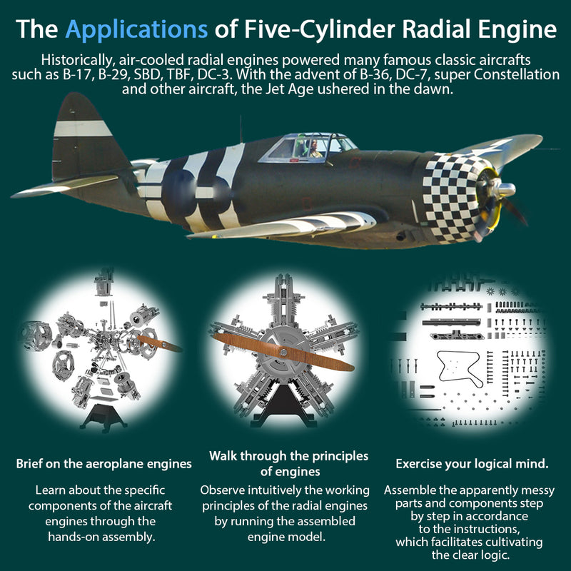 5 Cylinder Radial Engine Model Kit that Works - Build Your Own Radial Engine - TECHING 1: 6 Full Metal Radial Engine Model Kit 230+Pcs - EngineDIY
