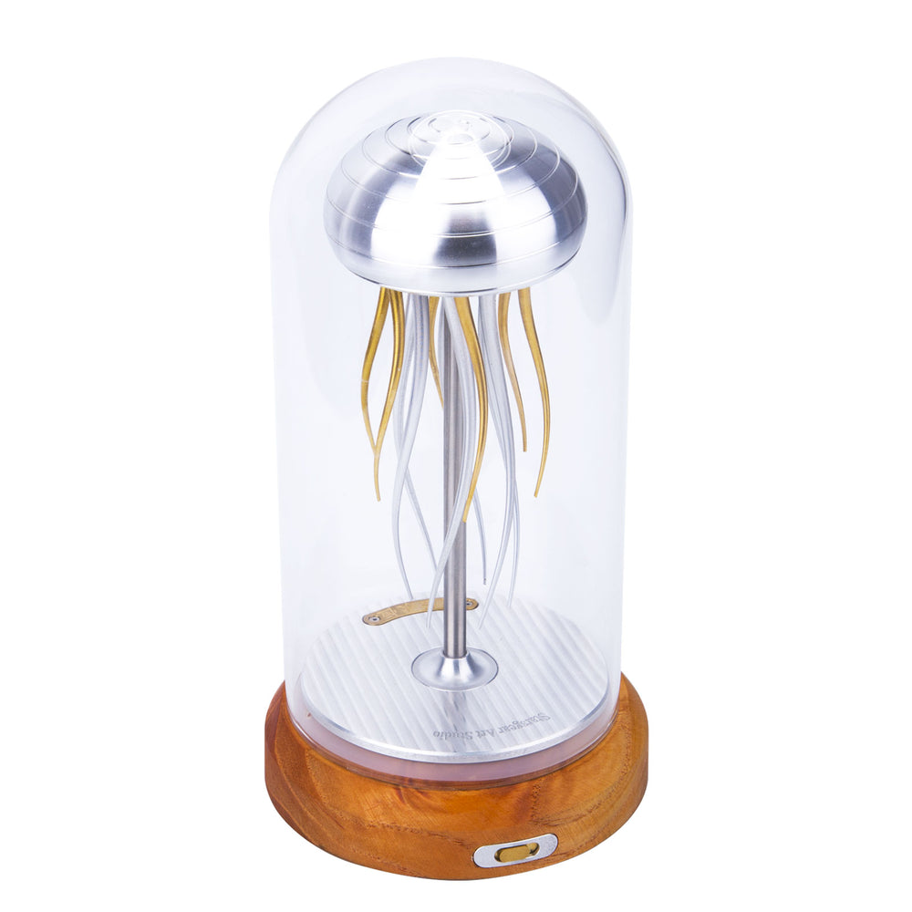 3D Metal Rhythm Mechanical Jellyfish Crafts DIY Assembly Kinetic Model Kit with Glass Dust Cover for Kids, Teens and Adults