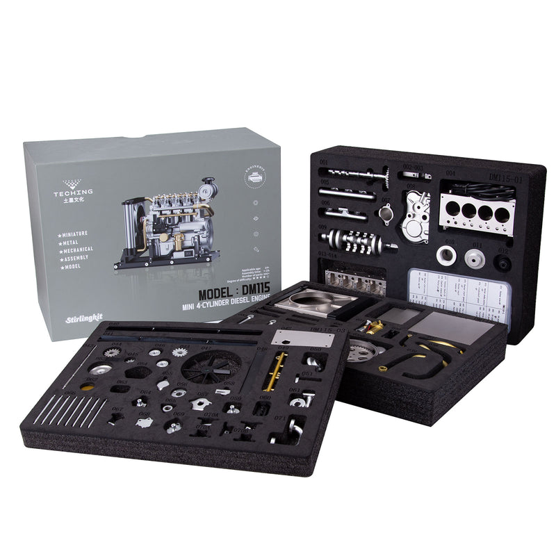 L4 Diesel Engine Model Kit that Works - Build Your Own Diesel Engine - TECHING 1: 10  Full Metal Mini L4 4 Cylinder Engine OHV Inline 4 Cylinder Engine Model Kit 300+PCS - EngineDIY