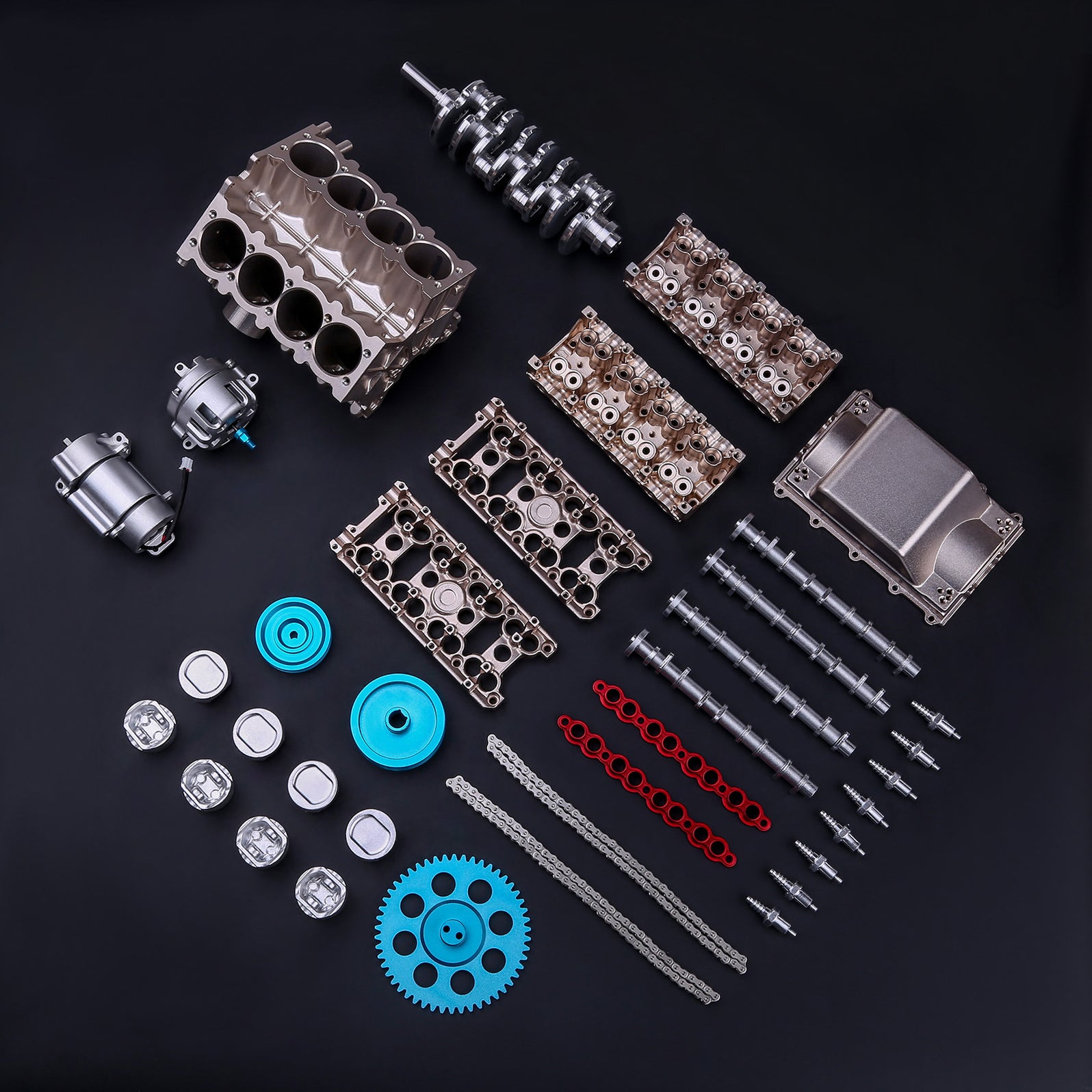 Diy Engine Kit Teching V8 Engine Model Kit Metal Assembly DIY Kit 500+Pcs Mechanical ...