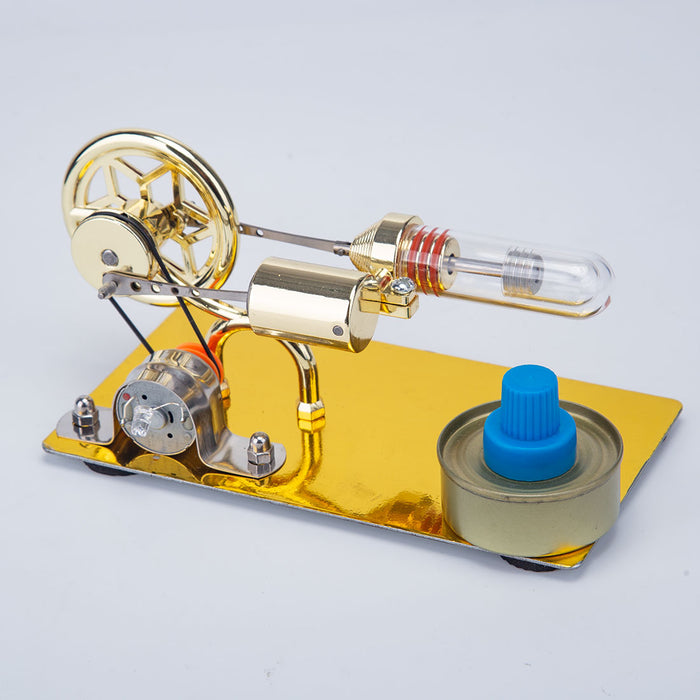 Metal Gamma Hot-air Stirling Engine Model with LED Colored Lights Educational Toys Gifts