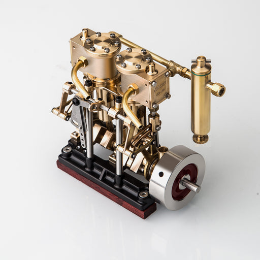 KACIO LS2-13S Vertical Steam Engine 2-cylinder Reciprocating Steam Engine with Oil Cup Reverse Rotation Steam Model Boat