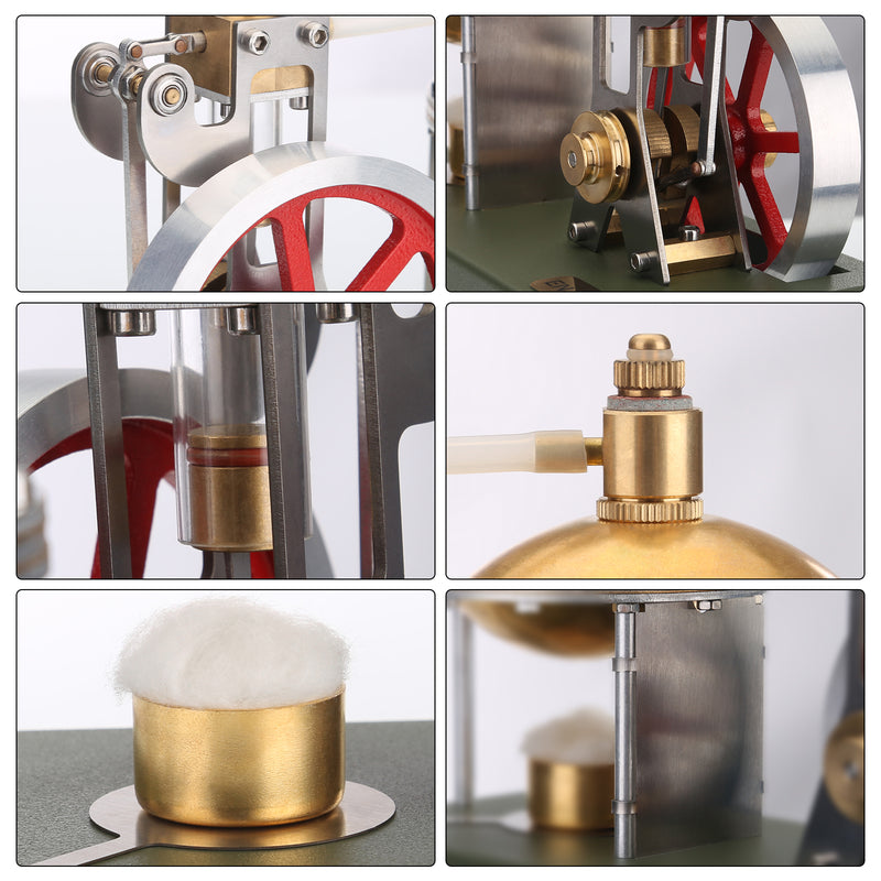 ENJOMOR DIY Assembly Steam Engine Kit Retro Vertical with Spherical Boiler DIY KIT - EngineDIY