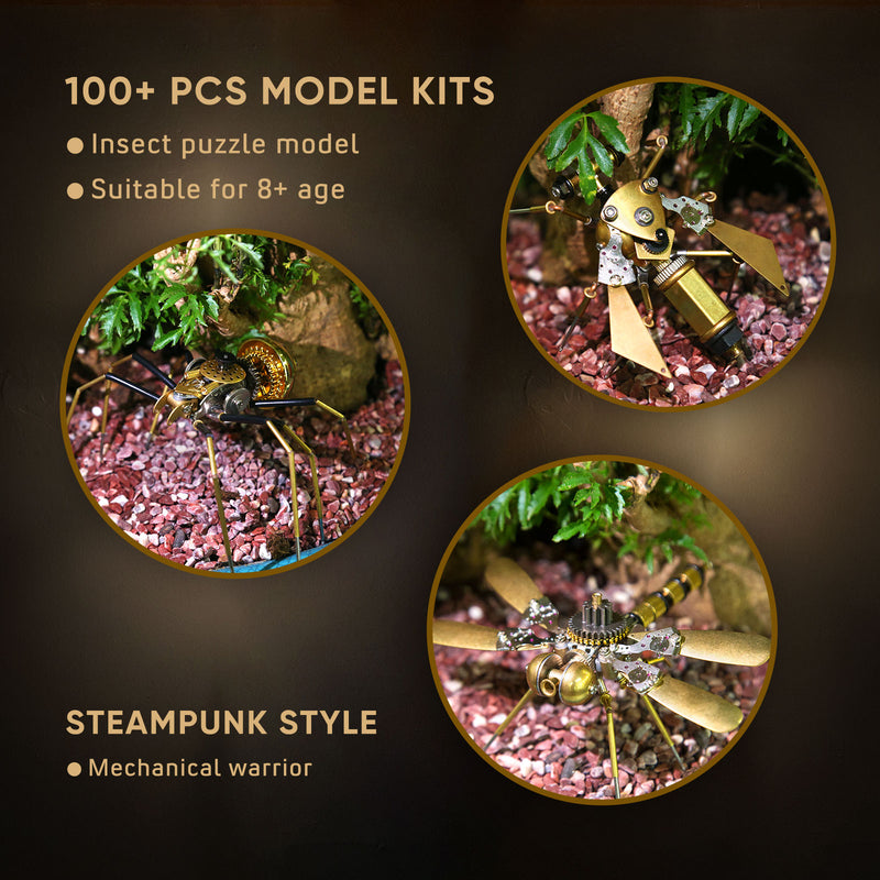 250+Pcs Mechanical Metal Model Kit Assembly Toy - (Spider + Dragonfly + Wasp) - EngineDIY