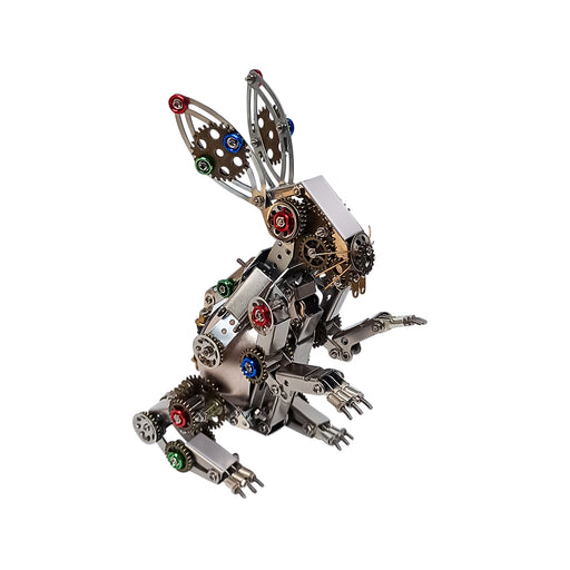 3D Metal Steampunk Puzzle Mechanical Easter Bunny Rabbit Model DIY Assembly Animal Jigsaw Puzzle Kit with Egg-500PCS+