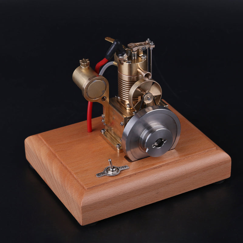 M16 1.6cc Mini 4 Stroke Gasoline Engine Model Vertical Air-cooled Single-cylinder Engine with Wooden Base - EngineDIY