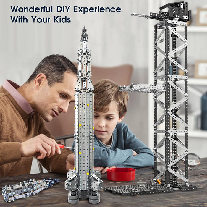 1521Pcs+ Space Series DIY Assembly Toy Rocket + Launch Pad