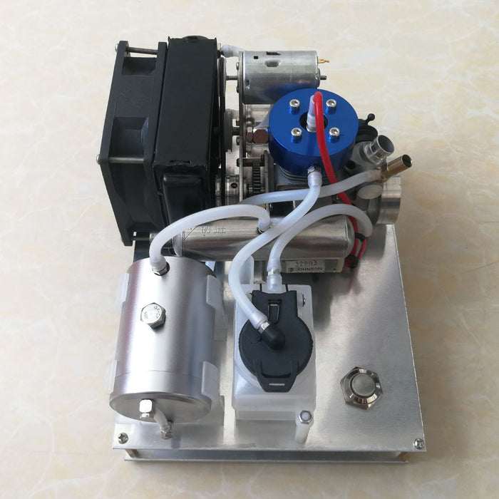 TOYAN Level 15 Modify Methanol Engine to Gasoline Engine Model DIY Micro 12V Generator Set with Water-cooled Radiator Device - enginediy