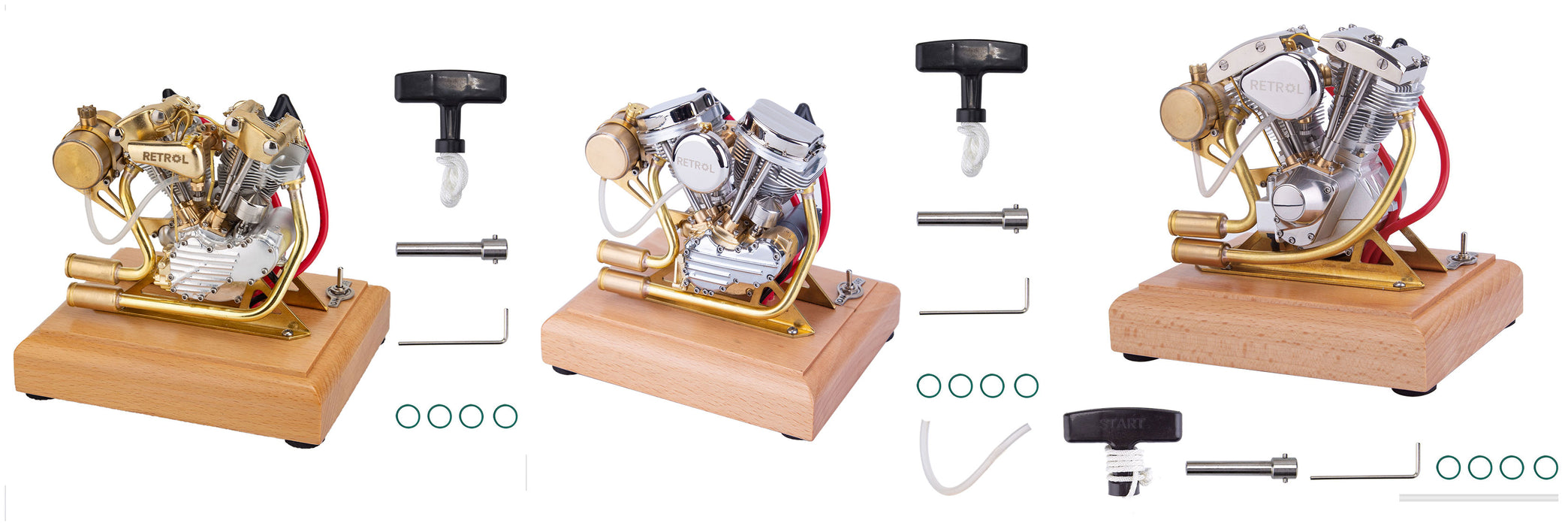 RETROL 4.2CC V-Twin Double-cylinder Four-stroke Gasoline Engine Internal Combustion Engine Model for Motorcycle-Gift Collection