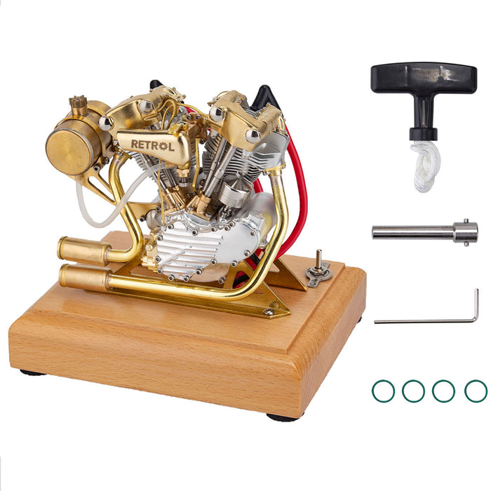 RETROL 4.2CC V-Twin Double-cylinder Four-stroke Gasoline Engine Internal Combustion Engine Model for Motorcycle-Gift Collection