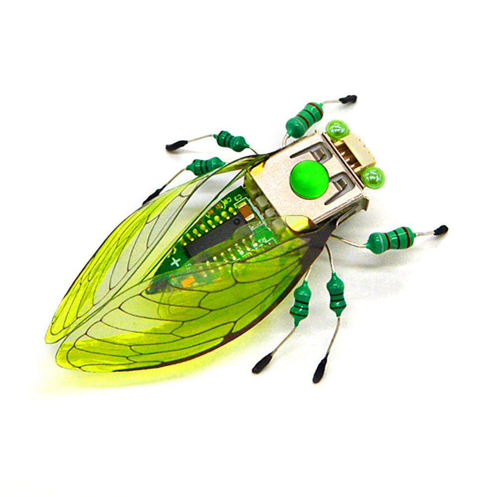 DIY Assembly Mechanical Insect Model Kits Handmade Scientific Toy Set with Voice-activated Photo Frame - Cicada (Random Color)