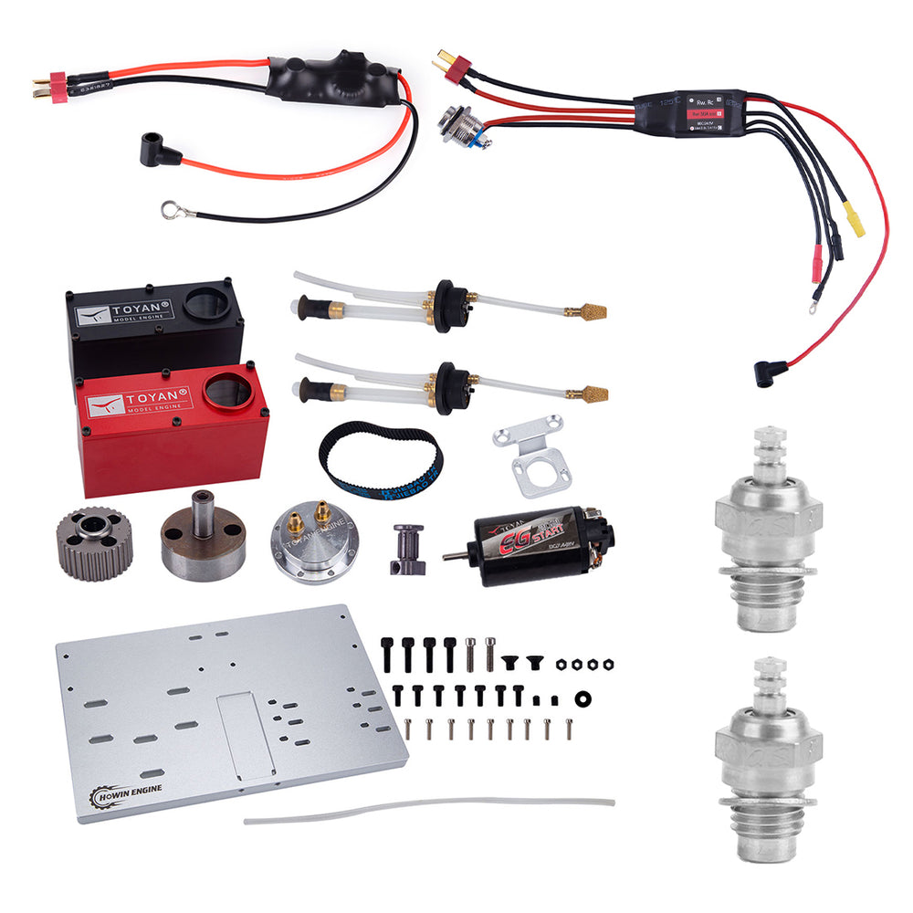 TOYAN RS-L200 Twin Rotor Wankel Rotary Engine Starter Kit with Base ESC Voltage Regulator Module and 2 Glow Plugs