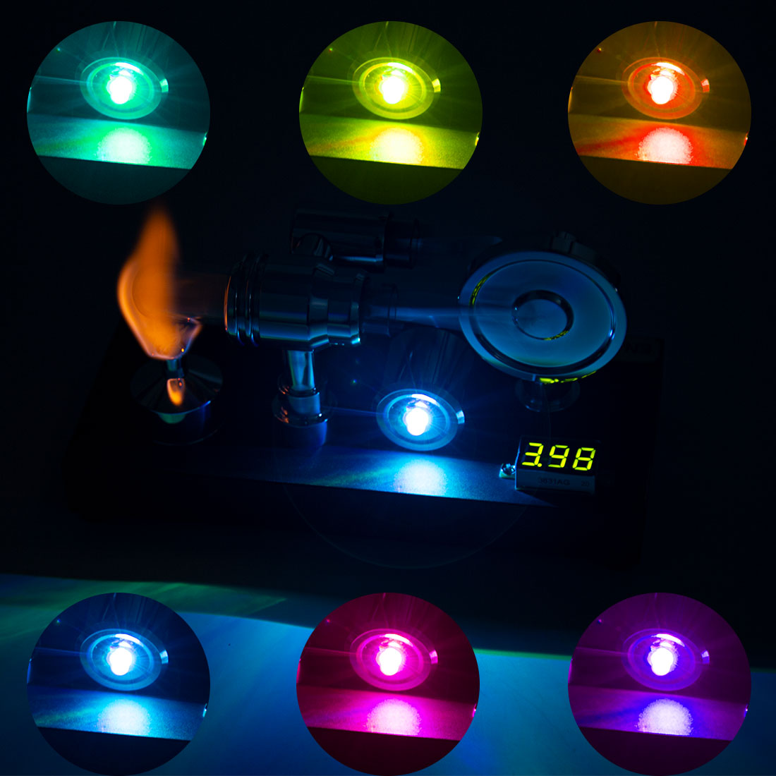 ENJOMOR Metal Gamma Hot-air Stirling Engine Model with Bulb Educational Toys Ideal Engine Model Gift for Your Kids-Enginediy