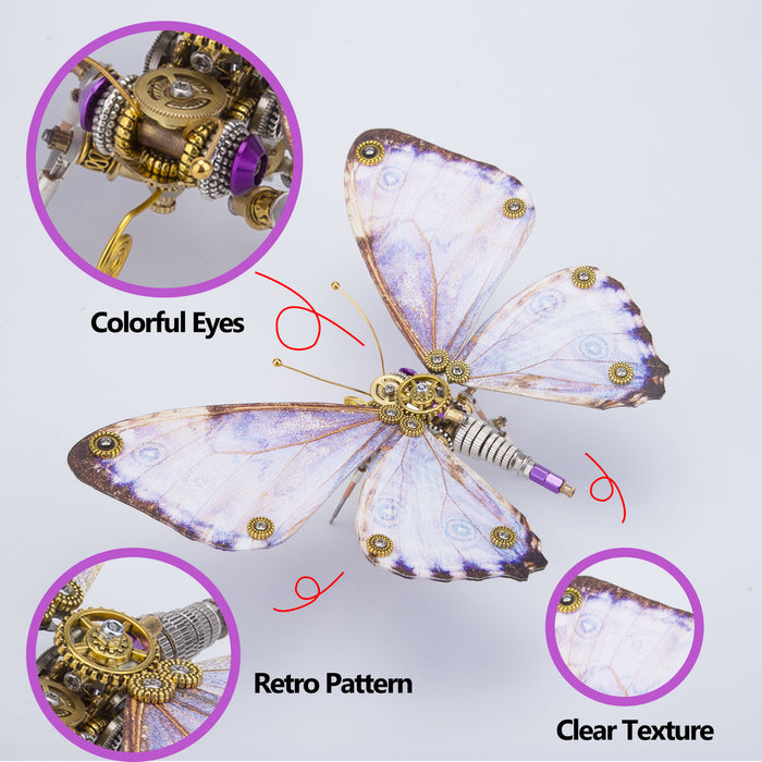 Steampunk 3D Butterfly Model Metal Puzzle DIY Assembly Kit for Kids, Teens and Adults (150PCS+)