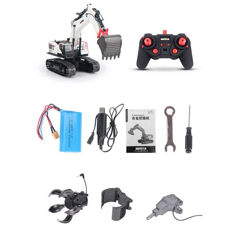 HUINA 1:14 22CH 2.4G RC Excavator Model 4-in-1 Alloy Remote Controll Crusher Construction Vehicles Toy