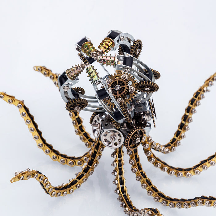 3D Metal Steampunk Galaxy Craft Puzzle Mechanical Octopus with Desk Lamp Model DIY Assembly for Home Decor Creative Gift-1060PCS