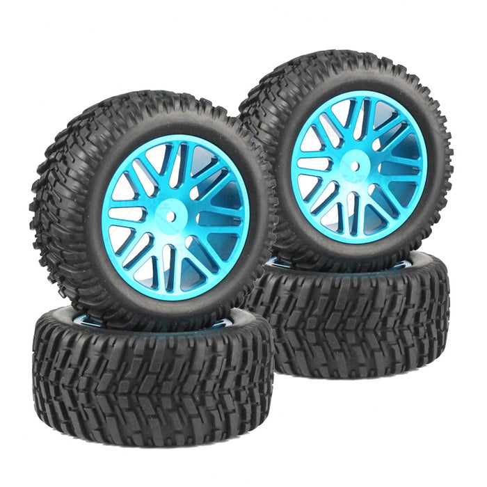 4Pcs Metal Off-road Rally Tyres with 12mm Adapter for HSP HPI WR8 1/10 94177 94170 94118 RC Model Car - Random Color