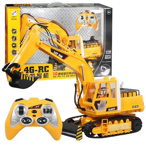 LCF 1:16 2.4GHz 16CH RC Excavator Multifunctional Excavator Grab RC Construction Vehicle Model with Smoke Effect Unique Toys Gift for Kids, Teens and Adults - enginediy