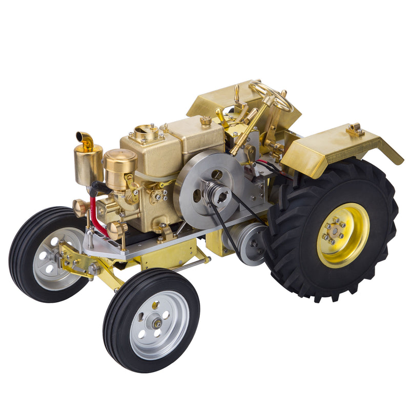 T1 Antique Roller Tractor Model with Mini Water-cooled Single-cylinder Gasoline IC Engine - EngineDIY