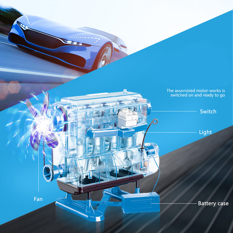 Smithsonian Motor Works Advanced Science Kit - Build Your Own 4 Cylinder Engine Model Kit - DIY Assembly Combustion Engine Kit - EngineDIY
