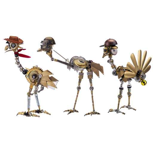 3D Metal Steampunk Craft Puzzle Mechanical Emu Turkey and Ostrich Model DIY Assembly Animal Jigsaw Puzzle Kit Games Creative Gift-803PCS+